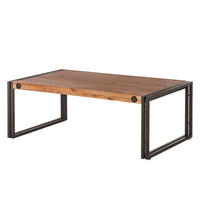 COUCHTISCH 110 cm - Akazie massiv / Metall - Akazie / Anthrazit - Akaziefarben/Grau, Holz/Metall (70/110/35cm) - home24