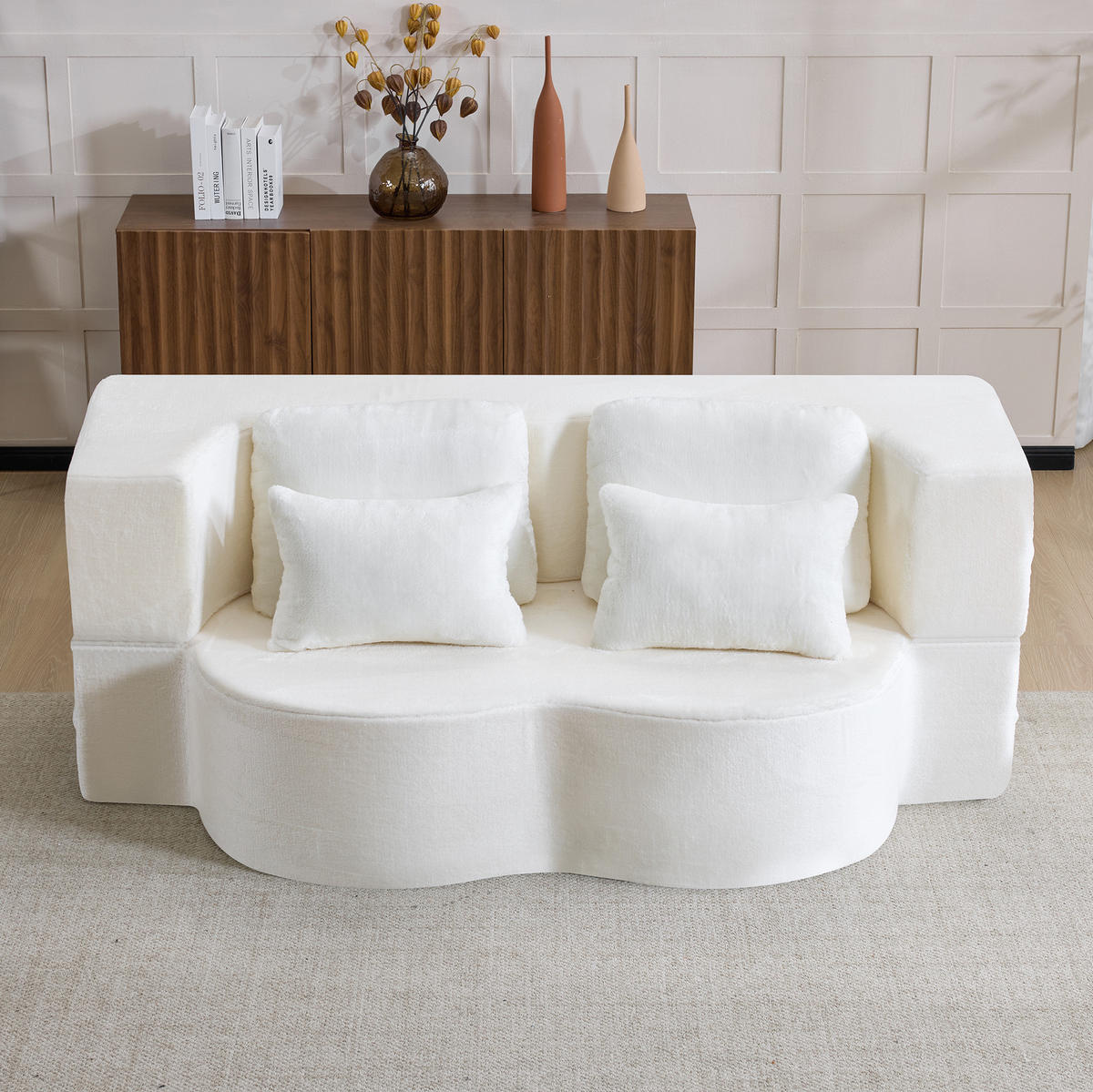 SCHLAFSOFA aus Schaumstoff und Federkern Weiß faltbar, modular und vielseitig nutzbar - Weiß, Kunststoff (198/76/60cm) - Modfu