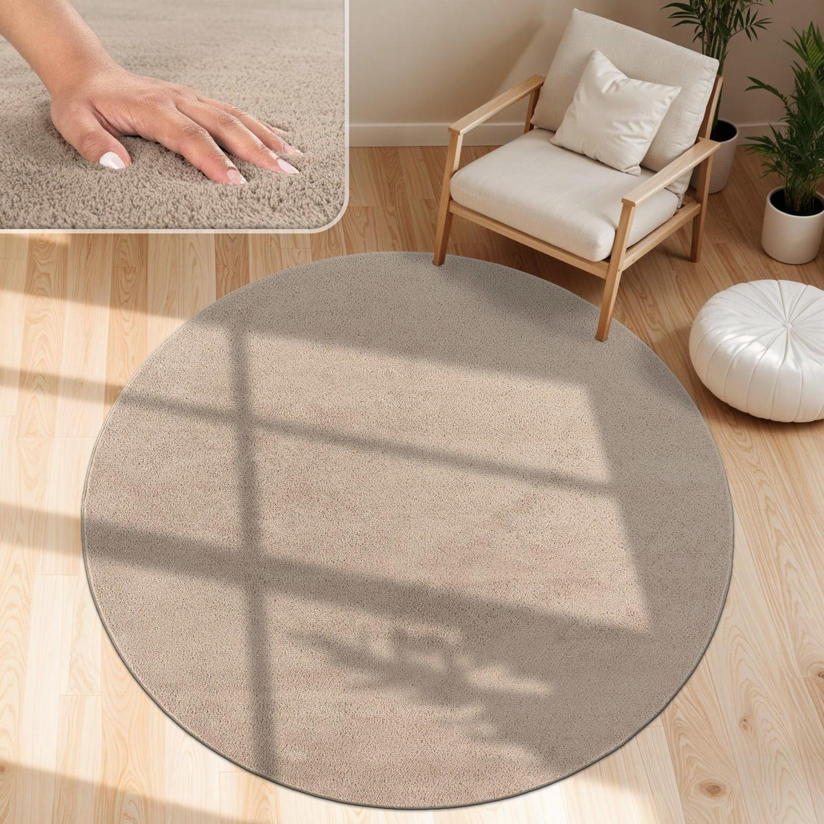 KURZFLORTEPPICH 80/80 CADIZ 630 - Taupe, Kunststoff (80/80cm) - Paco Home