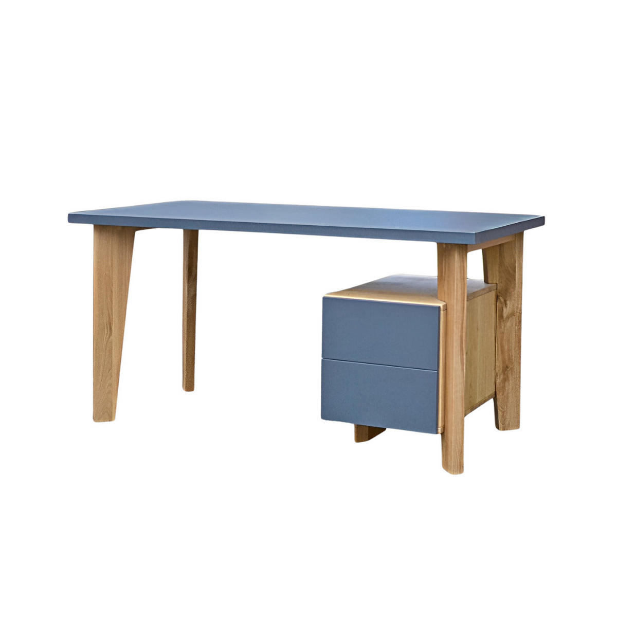 SCHREIBTISCH aus Holz mit Container für das Arbeitszimmer GRAND - Eichefarben, Holz (70/150/75cm) - Rawood Furniture