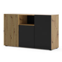 SIDEBOARD AURIS Beige, Schwarz 135x42x82 cm - Beige/Schwarz, Holzwerkstoff (135/82/42cm) - FURNLUX
