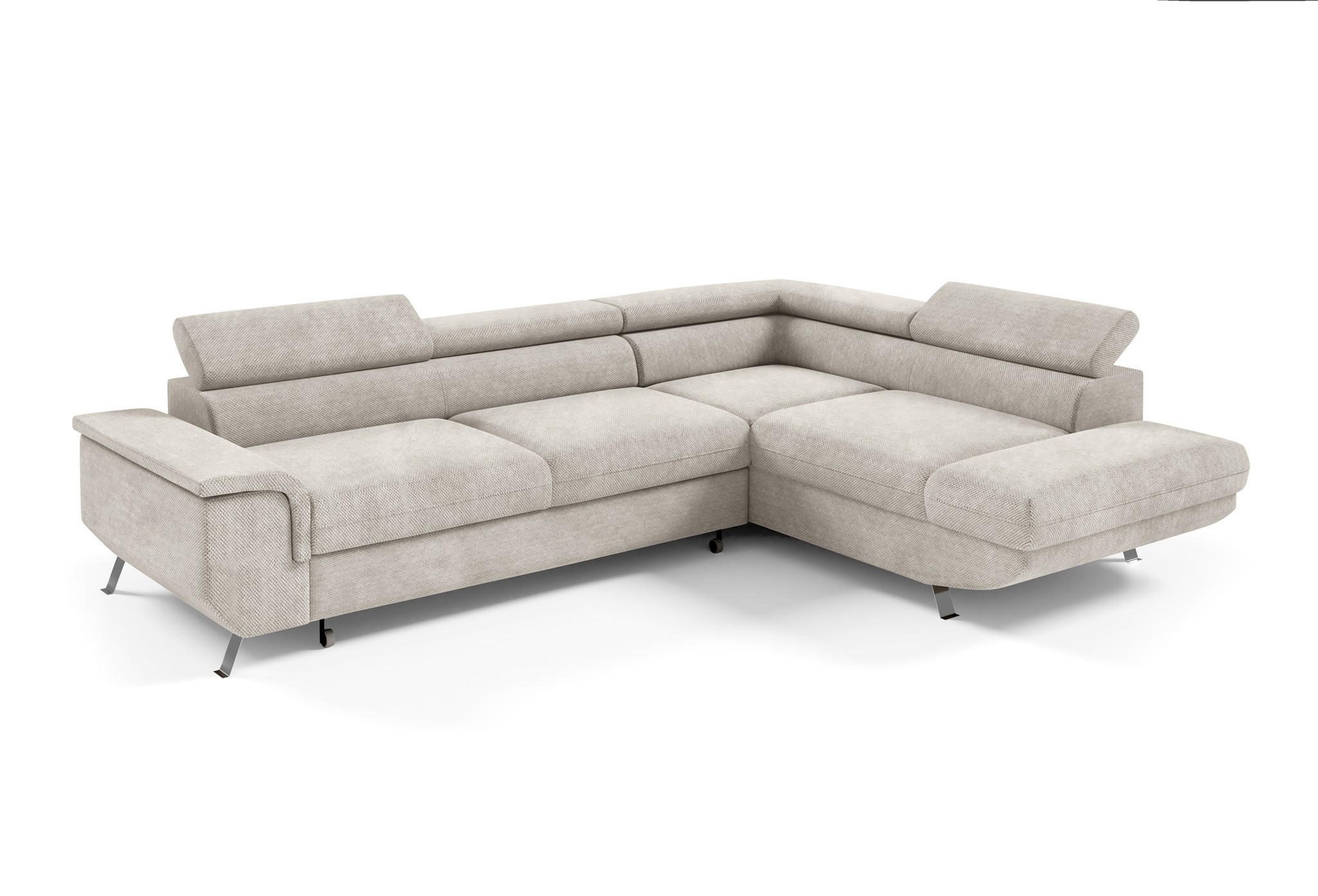 ECKSOFA Plato Mit Schlaffunktion - Beige, Holzwerkstoff/Textil (202/268cm) - Fun Möbel
