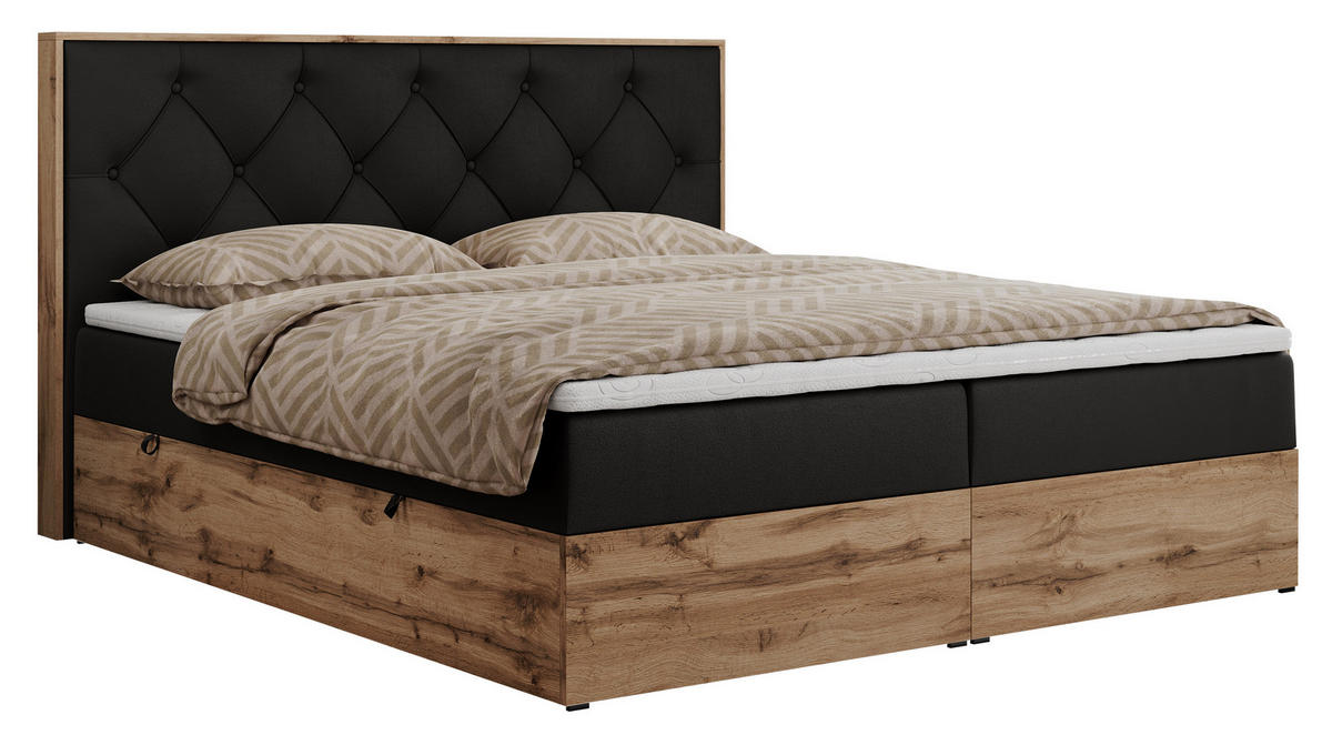 BOXBETT VENETO 140/200 Schwarz Kunstleder - H3 - Schwarz, Holz/Textil (140/200cm) - MKS