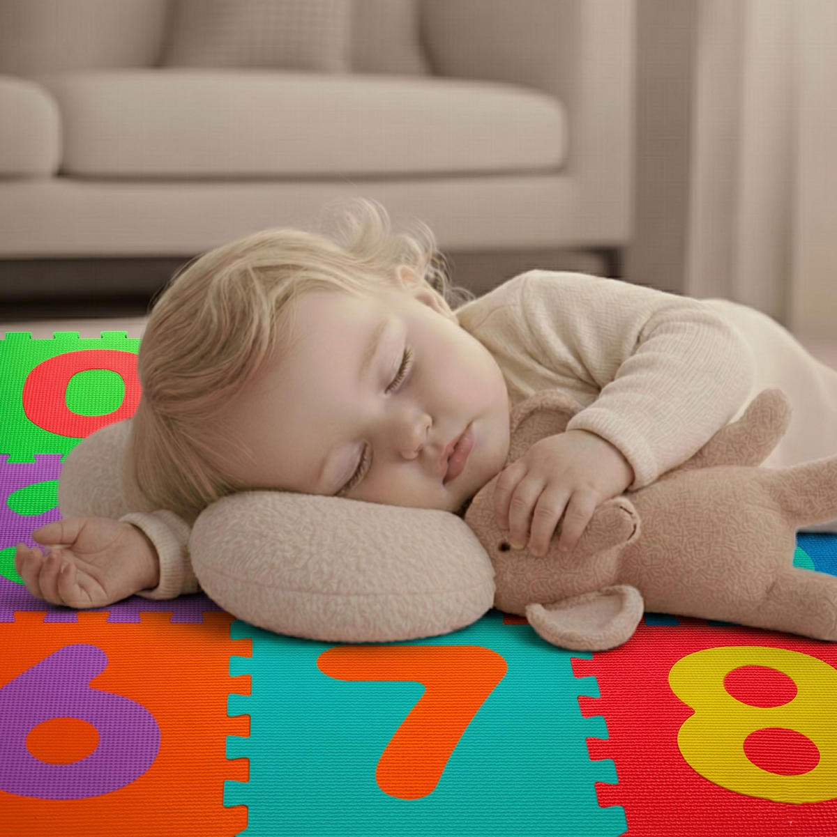 SPIELMATTE ab Null - 90 cm Baby Puzzlematte Zahlen - Multicolor, Kunststoff (30/30cm) - Littletom