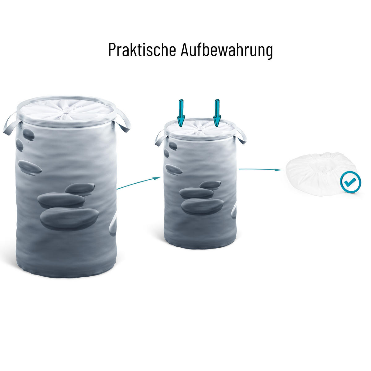 WÄSCHEKORB Black Stones - Grau, Textil (37/55/55cm) - Sanilo