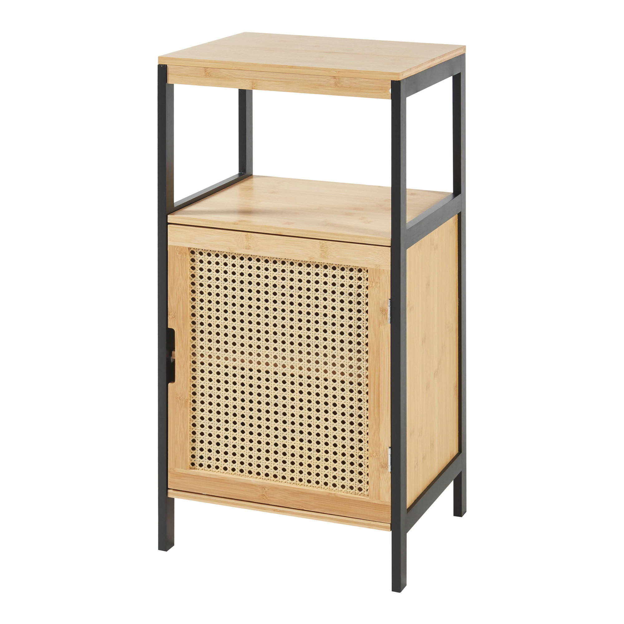 BADEZIMMERSCHRANK Tervola - Schwarz/Naturfarben, Naturmaterialien/Holzwerkstoff (40/80/35cm) - [en.casa]
