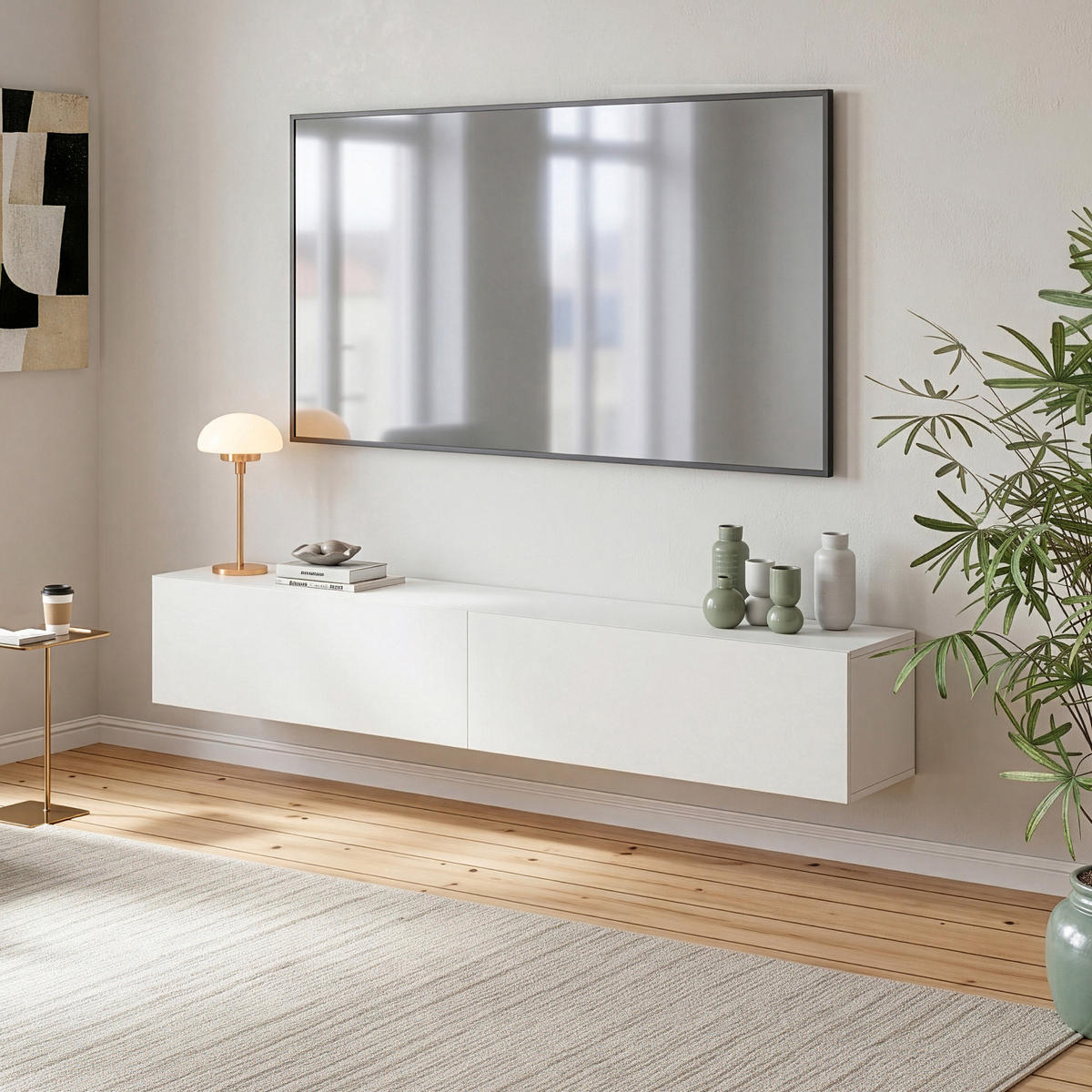 HÄNGELOWBOARD Evaton - Weiß, Holzwerkstoff (180/30/31.5cm) - [en.casa]
