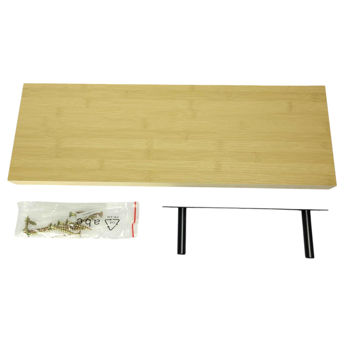 WANDREGAL Bambusoptik Naturfarben 2er Set 60x20x4 cm - Naturfarben, Holzwerkstoff/Metall (60/3.8/20cm) - Begryf