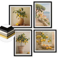 WANDBILDER 4er-Set - 50x50 cm & 40x60 cm Schwarzer Rahmen - Zitronenbäume im Topf - Schwarz, Kunststoff (50/50cm) - ArtPrintCave