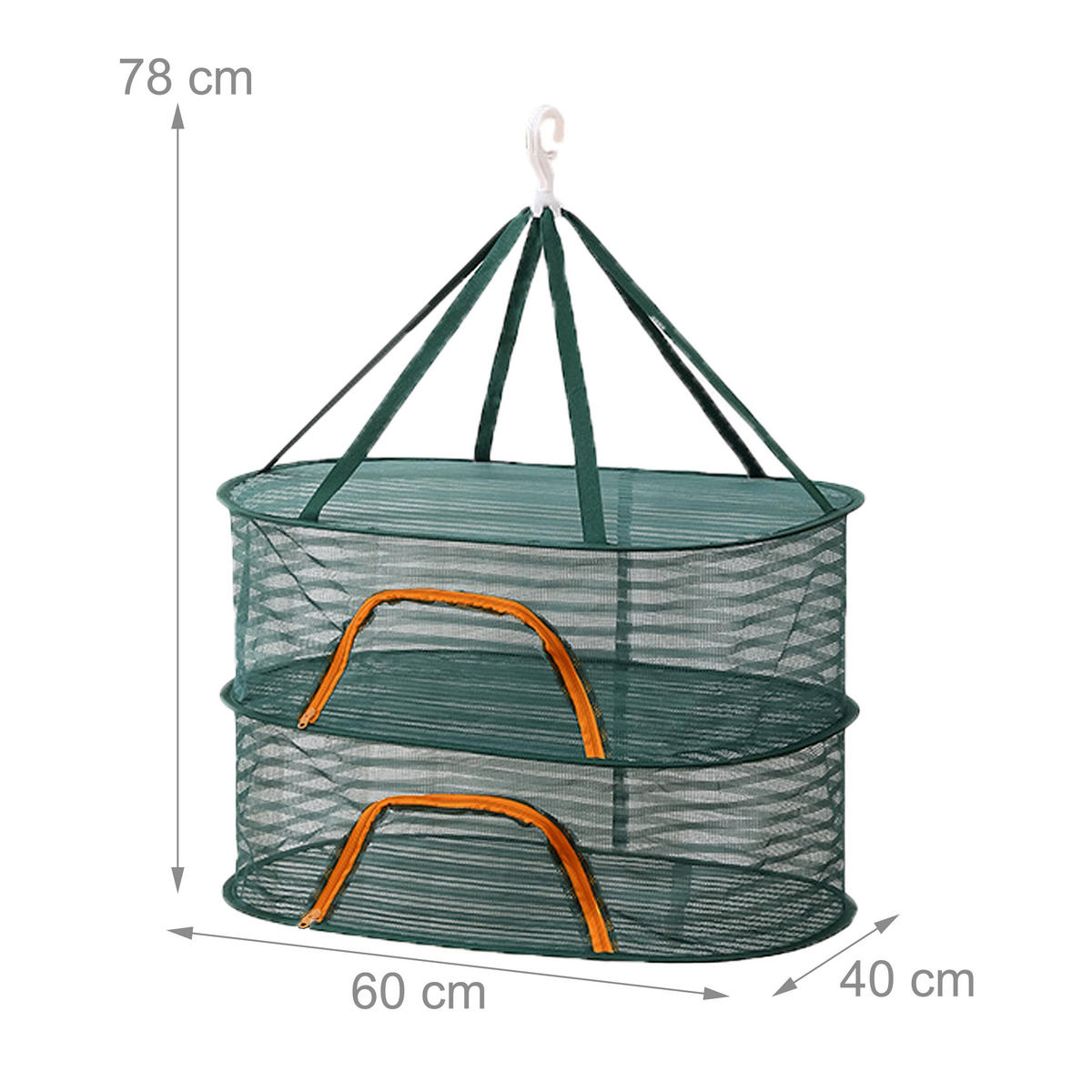 TROCKENNETZ - Dunkelgrün, Kunststoff/Textil (60/78/40cm) - Relaxdays