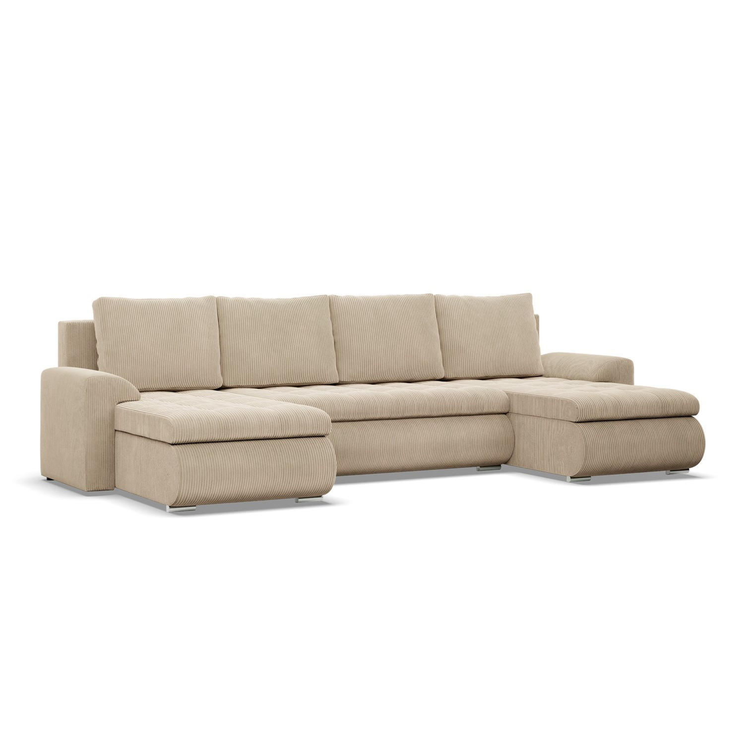U-SOFA MIT SCHLAFFUNKTION FORESTA, Cord - Beige - Beige, Textil (302/89/159cm)