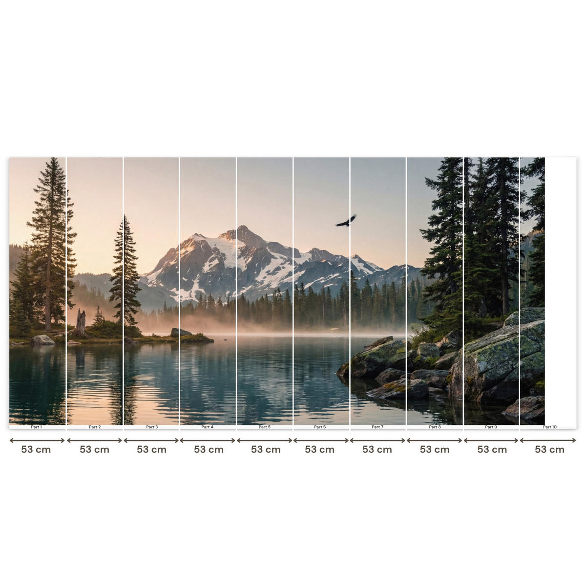 TAPETE - Berge - Wasser - Bäume - 500x260 cm - Multicolor, Papier (500/260cm) - OnlyWow
