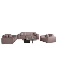 SOFASET Celes Premium 3-2-1 Stoff Scala - Lila, Holzwerkstoff/Textil (225/73/88cm) - Fun Möbel