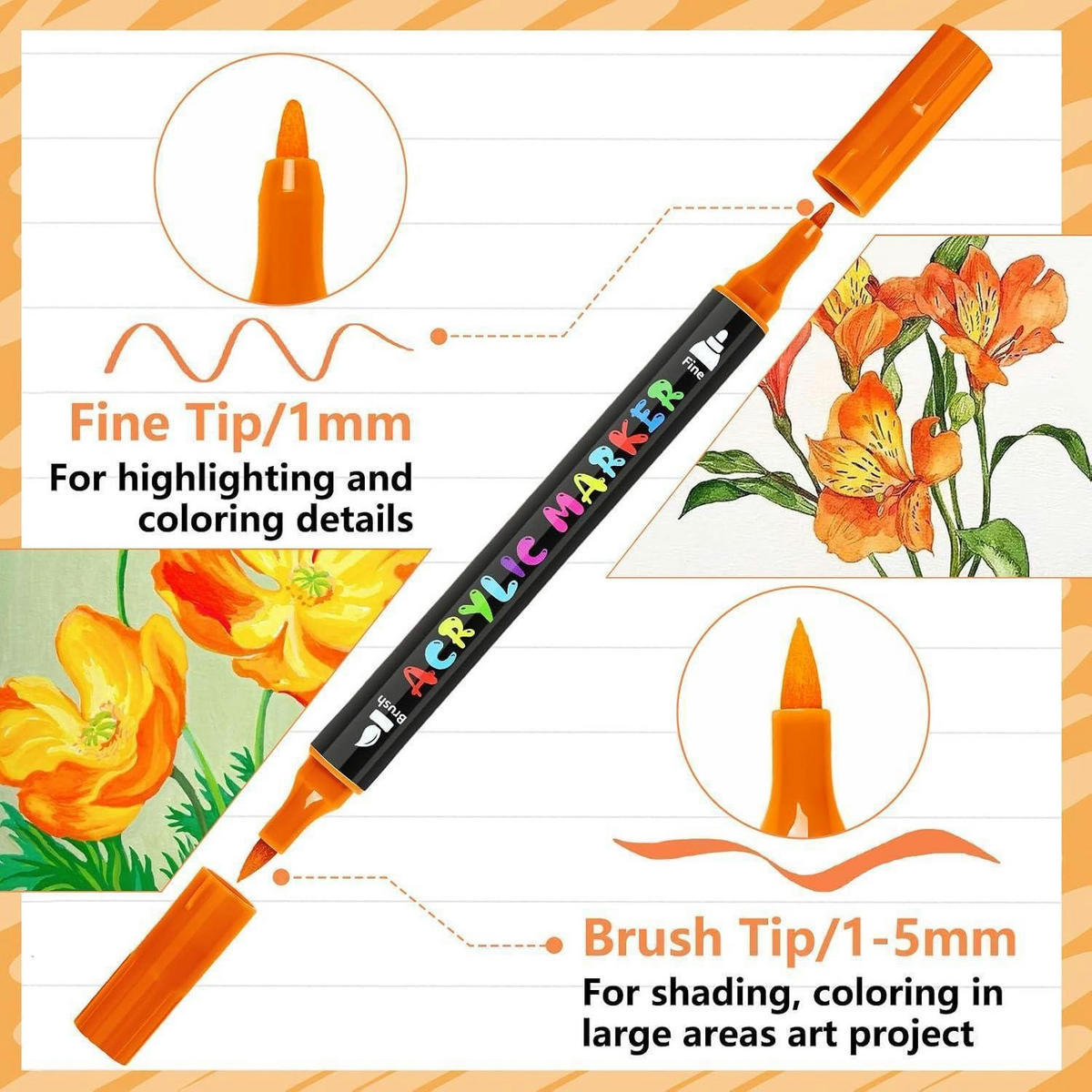 ACRYLSTIFTE Set 72-teilig mit Metallic-Effekt - Multicolor, Kunststoff (1/1/15cm)