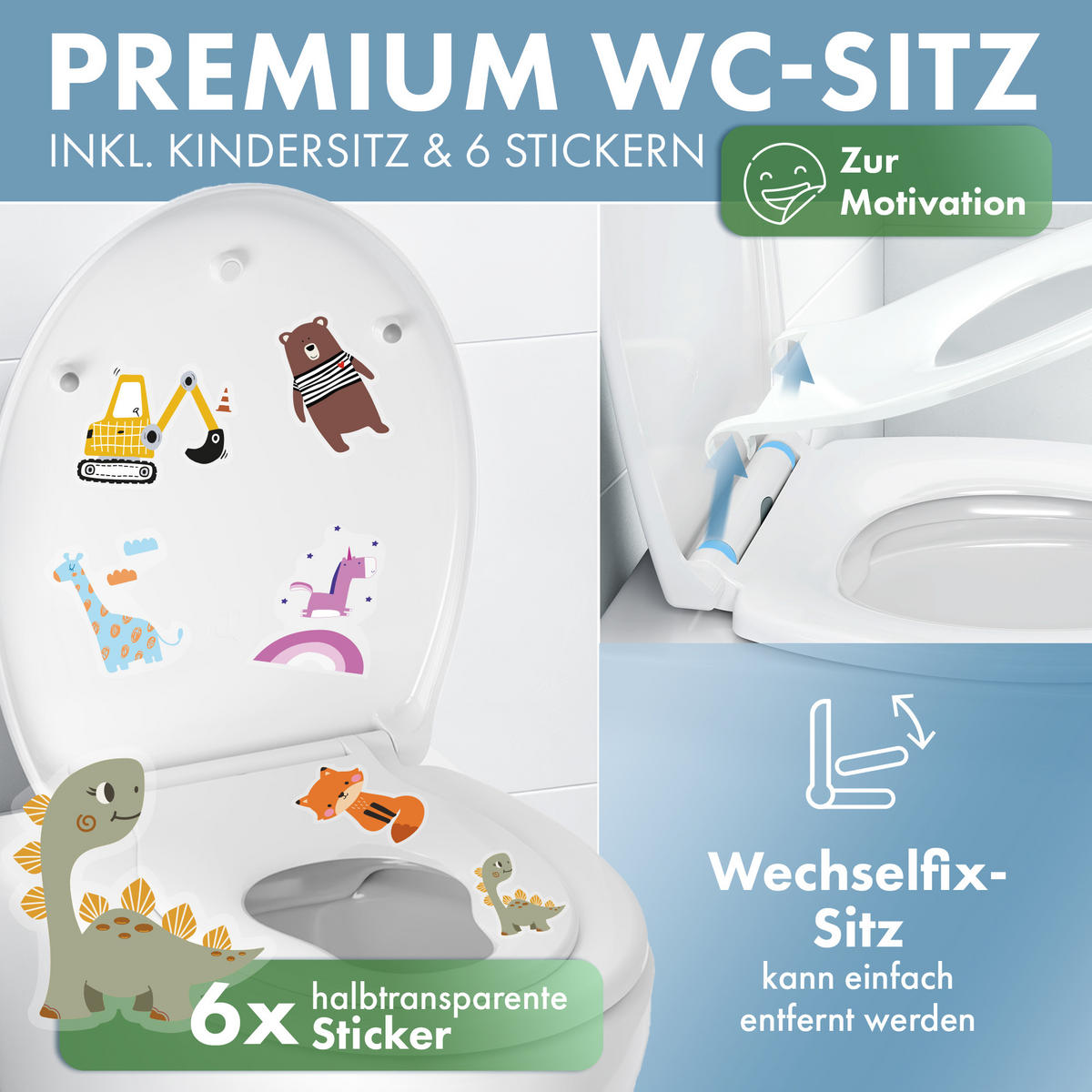 DOMUSPA Kinder Toilettensitz mit Quick-Release Funktion - Weiß, Kunststoff (45/5.5/37.6cm) - DomuSPA