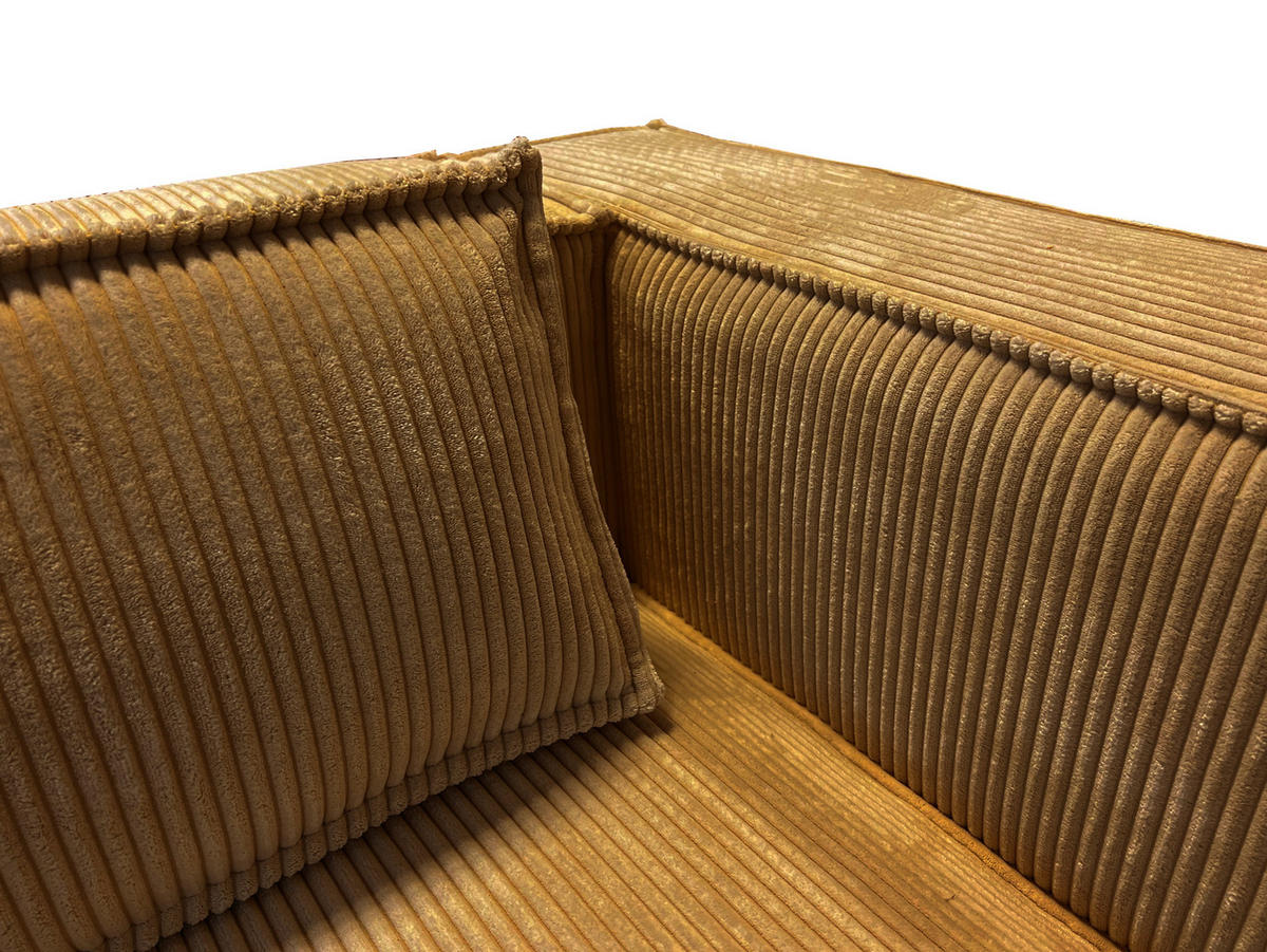 ECKSOFA Nova Honig Cord - Schwarz/Honig, Holz/Kunststoff (262/176cm) - S-Style Möbel