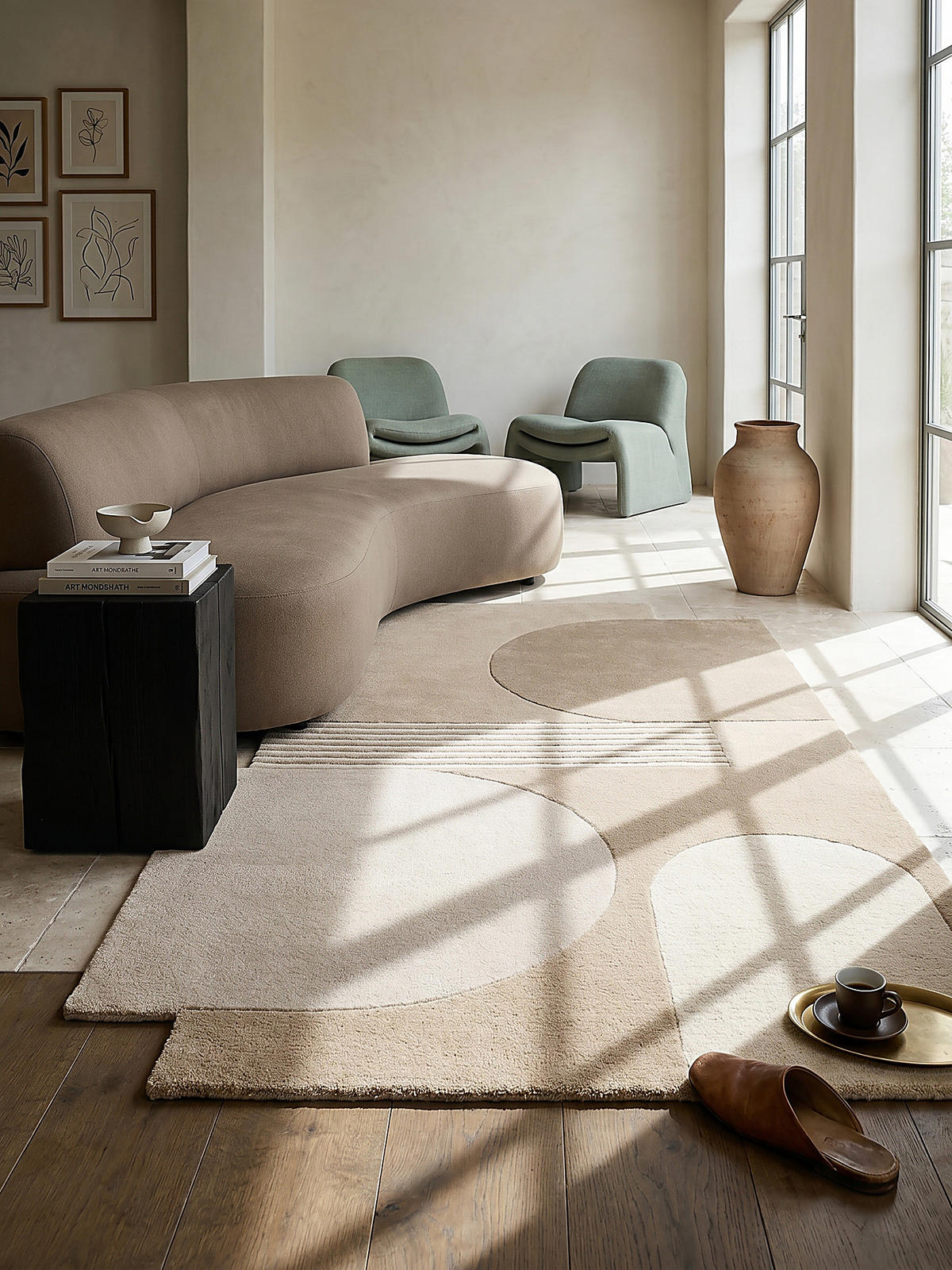 TEPPICH aus Wolle HALLEIN in Natur, geometrisch-abstrakt, 200 x 290 cm - Beige, Textil (200/290cm) - KADIMA DESIGN