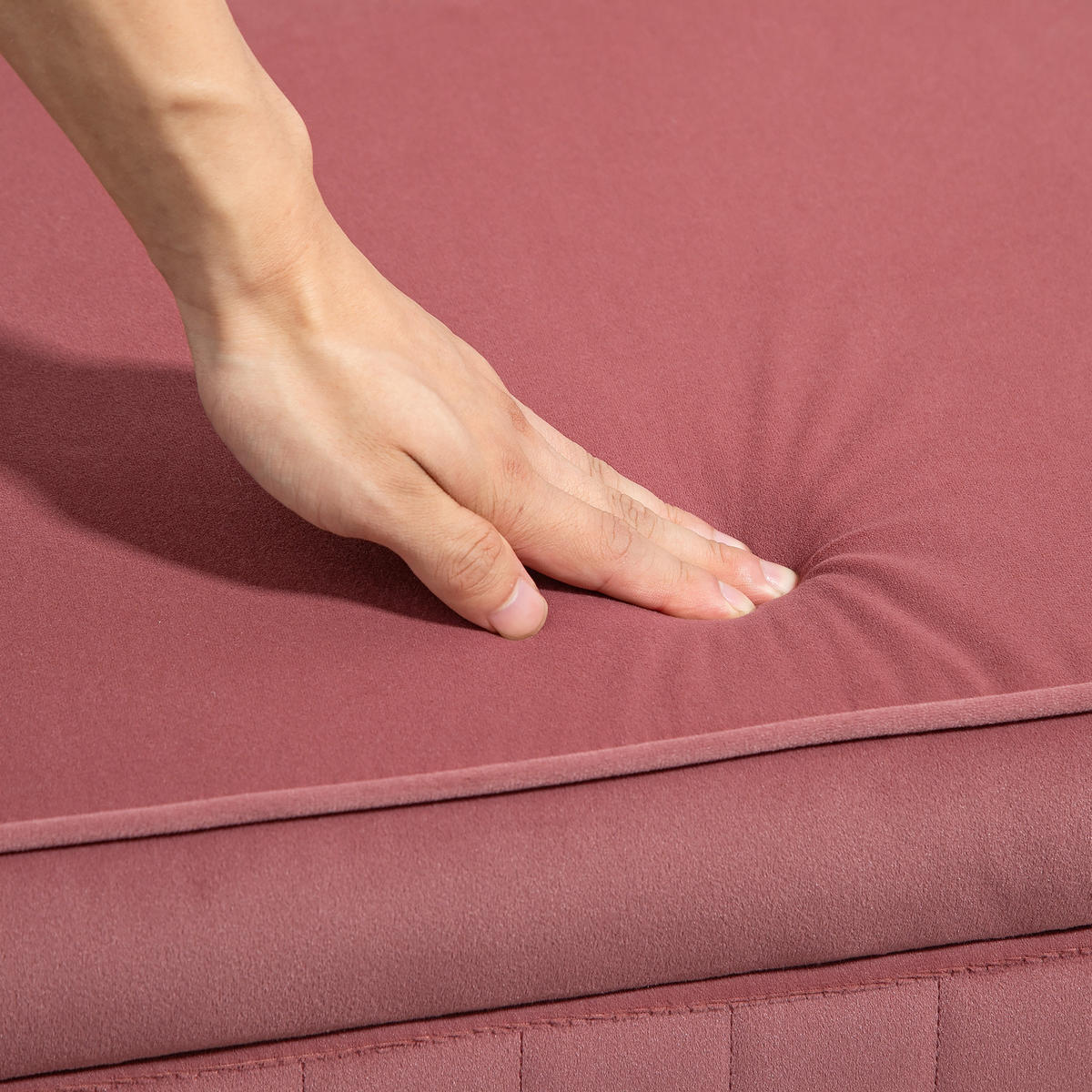 TRUHENBANK DE-16403 mit Samtbezug und Metallbeinen Rosa - Pink, Textil (108/43.5/44cm) - ComfortXL
