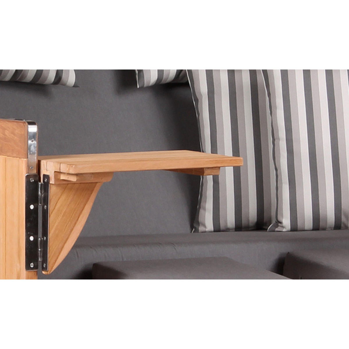 STRANDKORB Baltikum Teak 2,5 Sitzer - Braun/Grau, Holz/Metall (142/170/95cm) - Mr. Deko