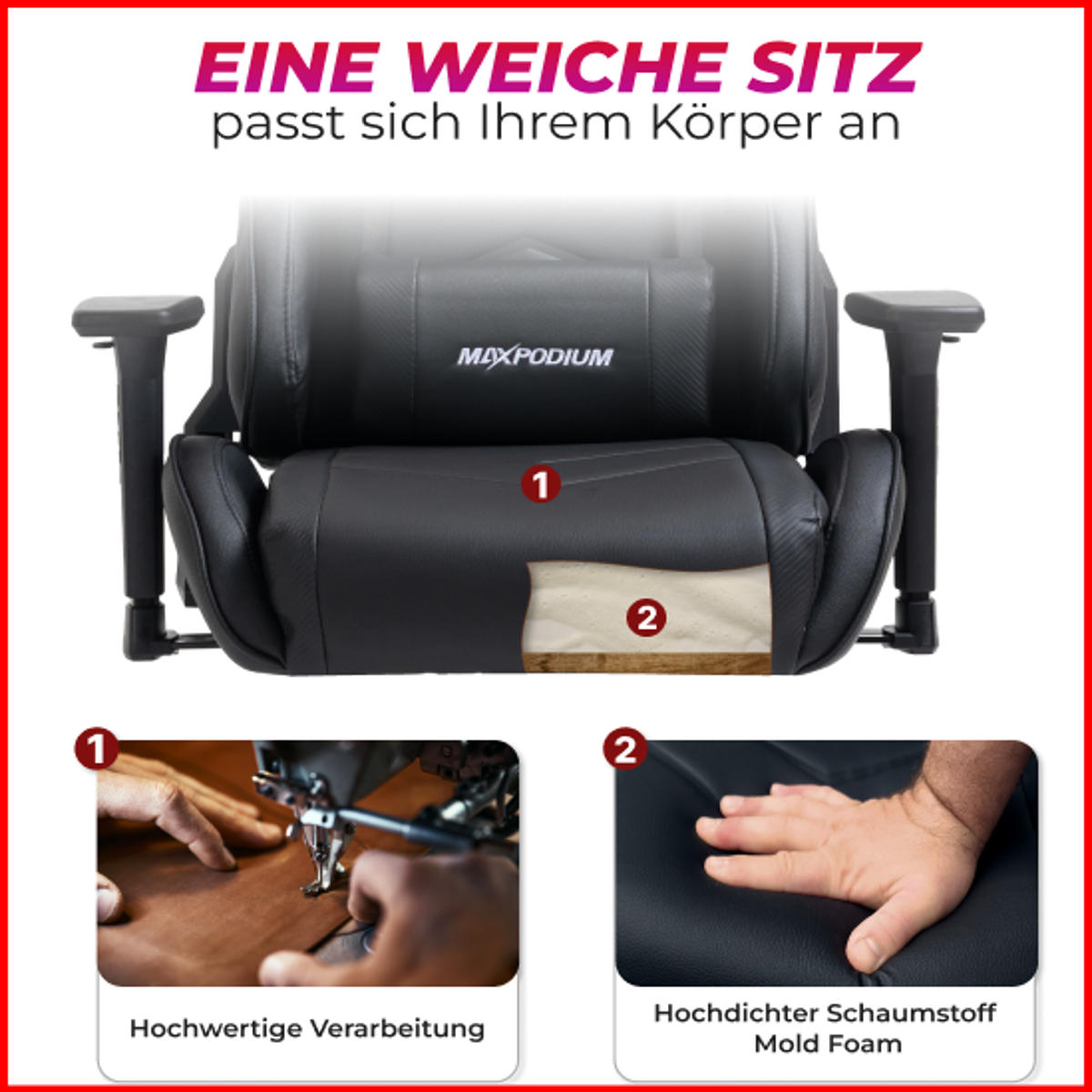 GAMING-BÜROSTUHL TACTICAL Schwarz Rosa - Pink/Schwarz, Kunststoff/Metall (55/137/50cm) - MaxPodium