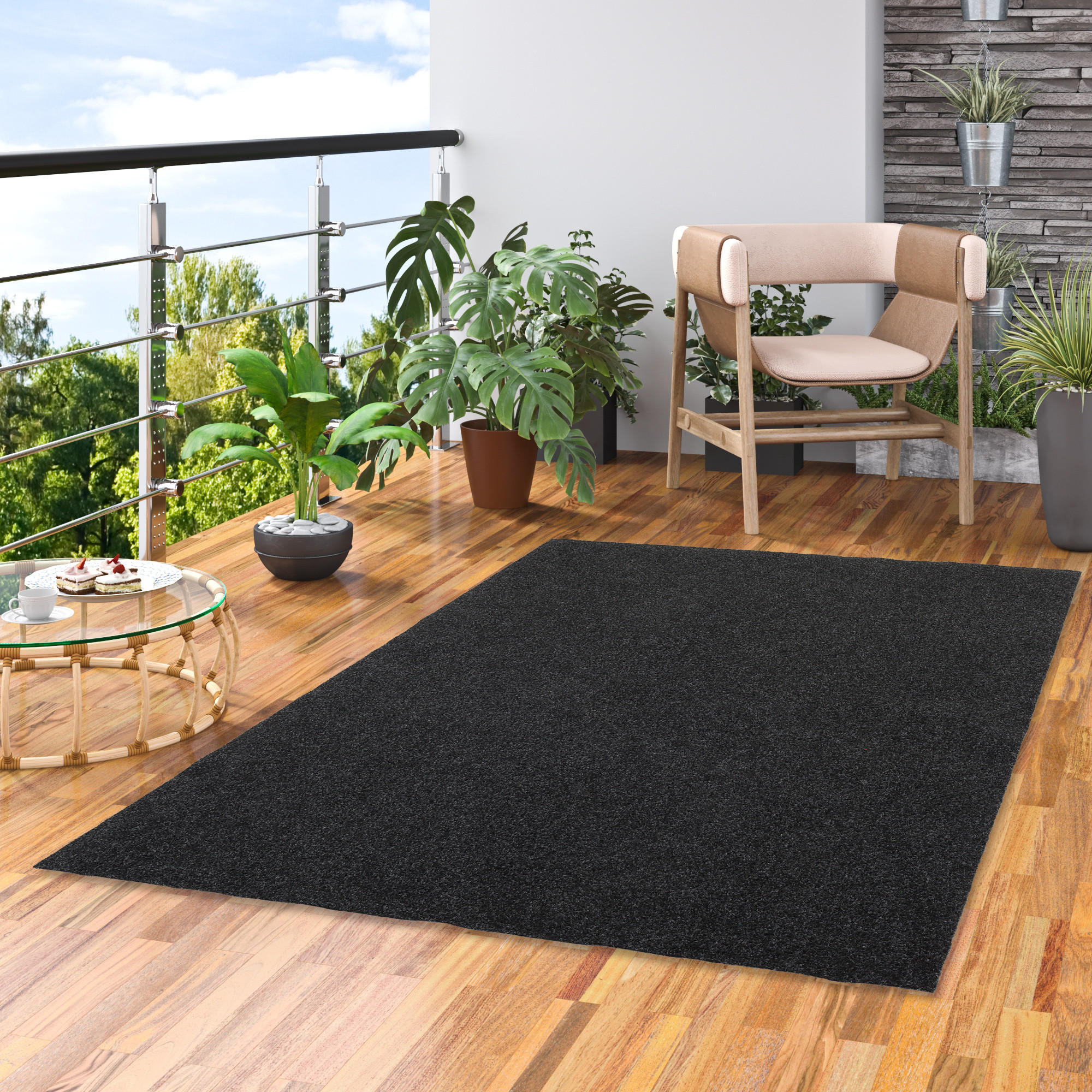 KUNSTRASEN RASENTEPPICH MIT NOPPEN KINGSTON - Anthrazit, Textil (200/50cm) - Snapstyle