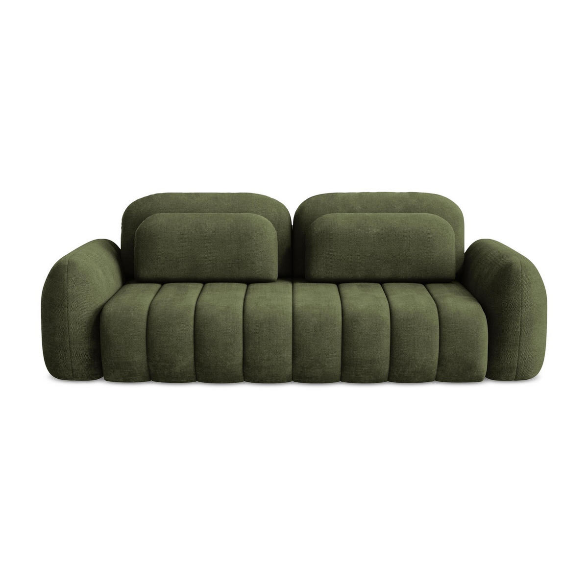 3-SITZER SOFA mit Schlaffunktion Chenille Stoff Grün - Schwarz/Olivgrün, Holzwerkstoff/Kunststoff (266/95/121cm) - LaMiaSofa