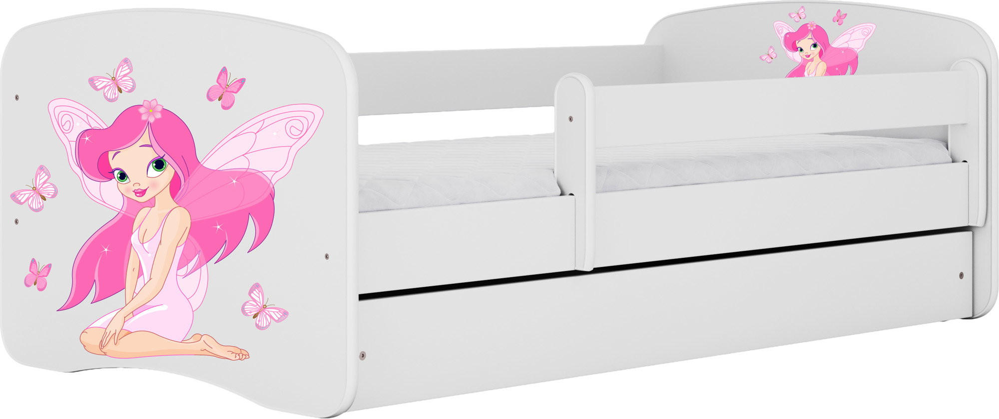 KINDERBETT Emily mit Schublade und Matratze, Weiß 80x160 cm - Weiß/Rosa, Holzwerkstoff (160/80cm) - WFL GROUP