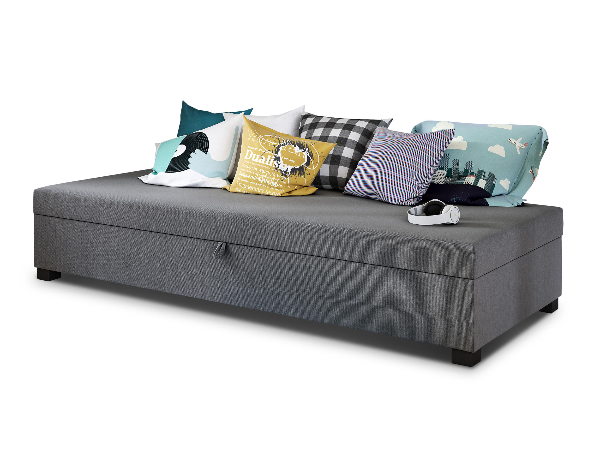 SCHLAFSOFA Misti I - Schwarz/Grau, Holz/Kunststoff (195/38/80cm)