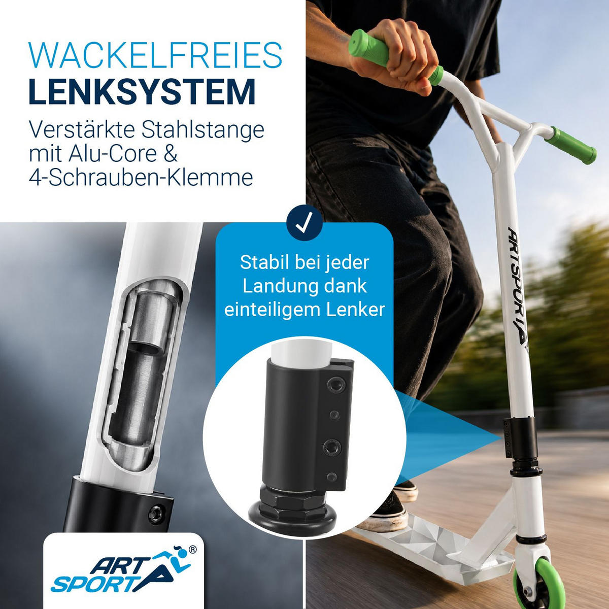 STUNTSCOOTER Futuristic - Weiß, Metall (66/47/84cm) - Artsport