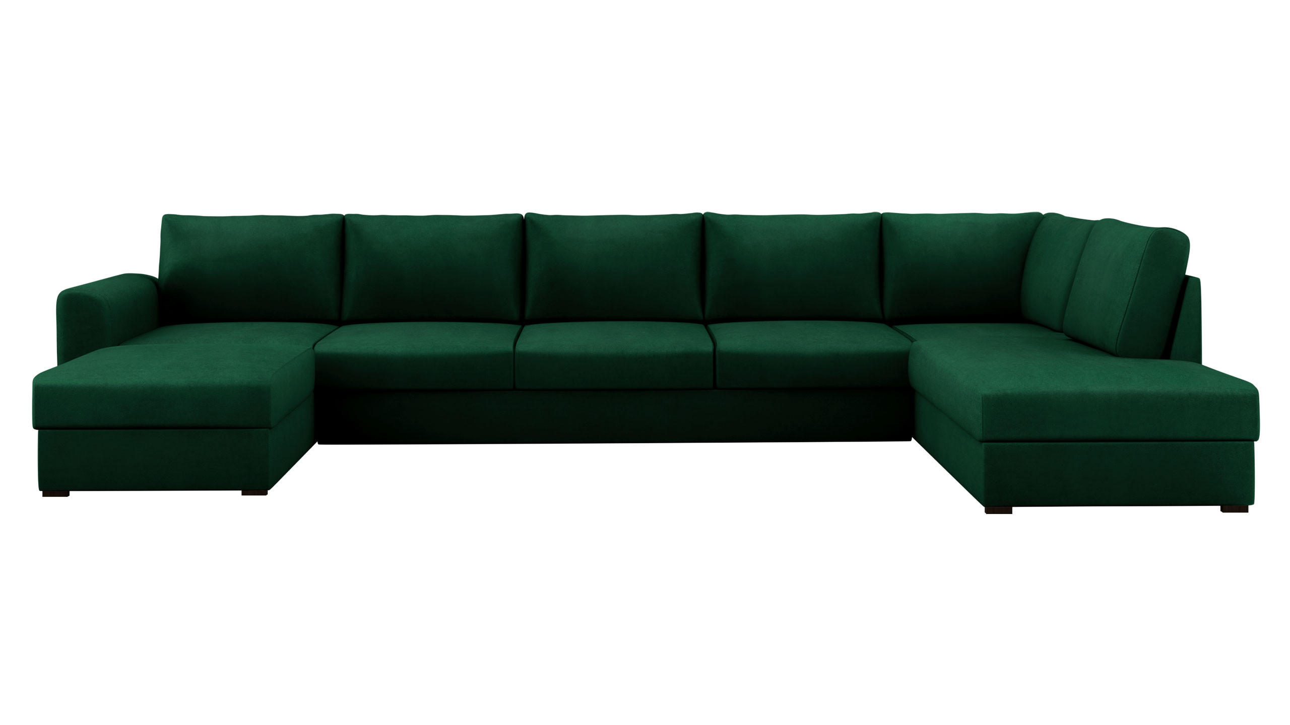 WOHNLANDSCHAFT Wilma Large Premium, Seite: Rechts - Smaragdgrün/Schwarz, Holz/Textil (370/85/186cm) - MIRJAN24