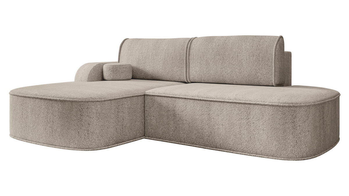 ECKSOFA Koro, Seite: Links - Schwarz/Braun, Holz/Kunststoff (256/177cm) - MIRJAN24