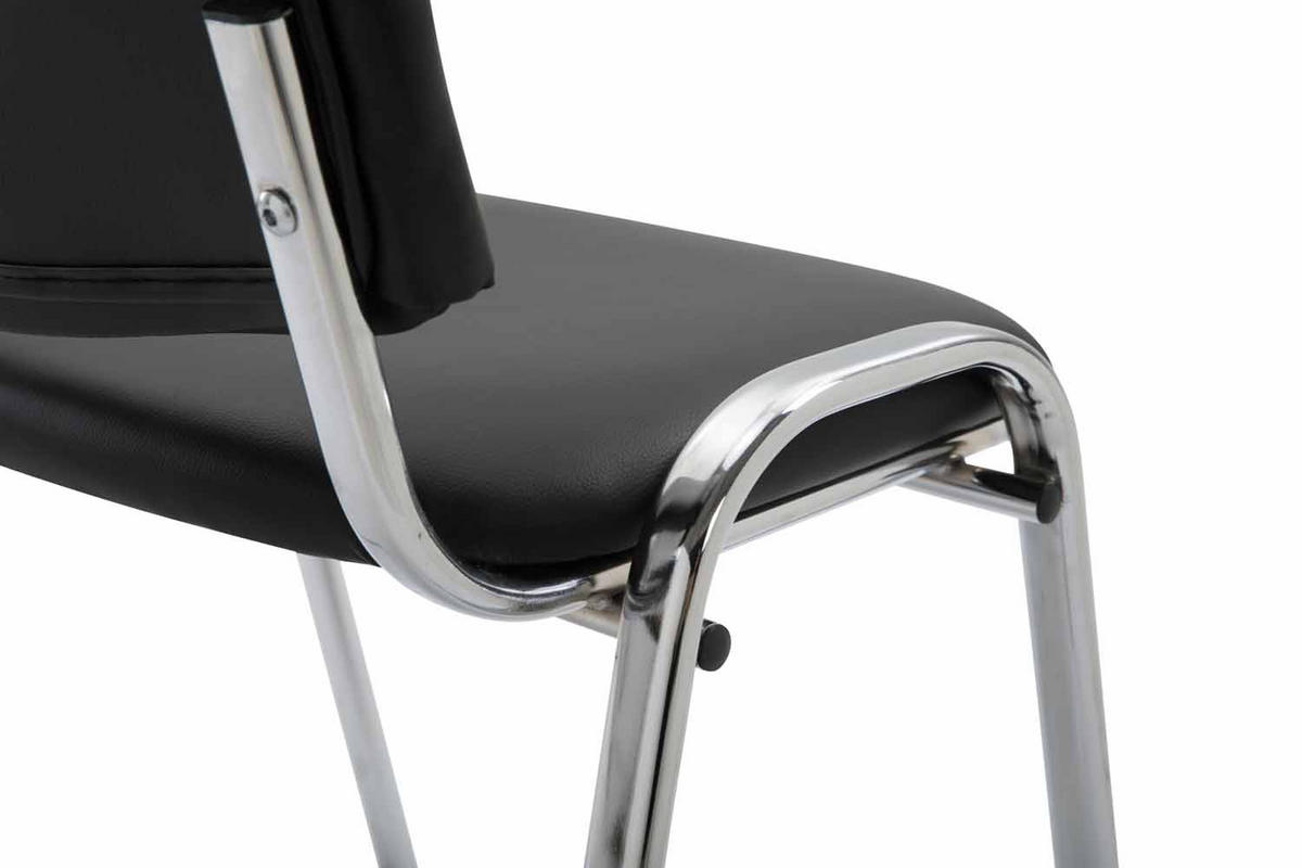 BESUCHERSTUHL Keen, Kunstleder mit Gestell in Chromoptik / Bezug Schwarz - Chromfarben/Schwarz, Textil/Metall (54/79/48cm) - TPFLiving