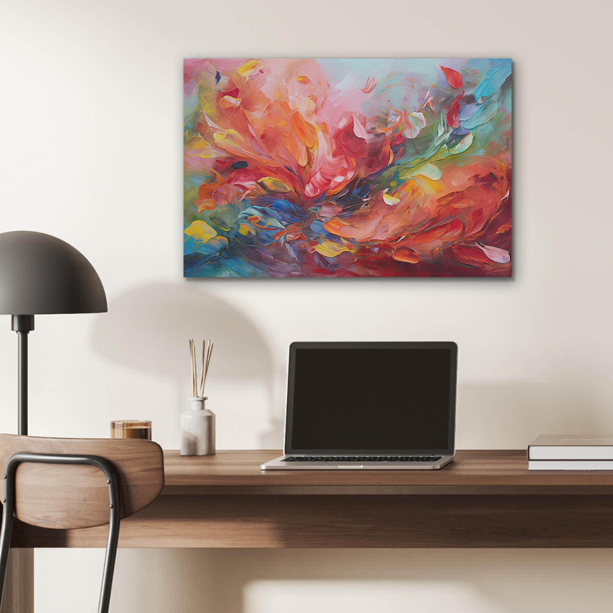 AKUSTIKBILD Ölgemälde - Kunst - Abstrakt - Farbenfroh Wanddeko 70x50 cm - Altrosa, Kunststoff (70/50/0.9cm) - MuchoWow