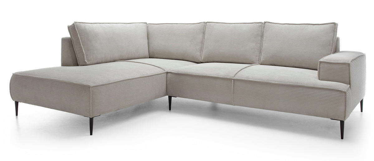SCHLAFSOFA 275 cm L-Form Harmonia mit Beinen, Links, Hellgrau - Hellgrau, Holz (275/195cm) - Emporius