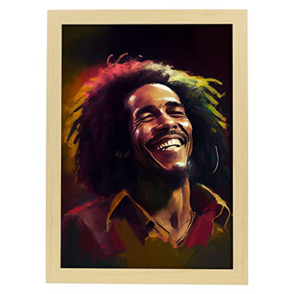 POSTER Bob Marley Im Vollfarb-Porträt-Stil A4 Rahmen Aus Hellem Holz - Beige, Papier (29.7/5/21cm) - Nacnic