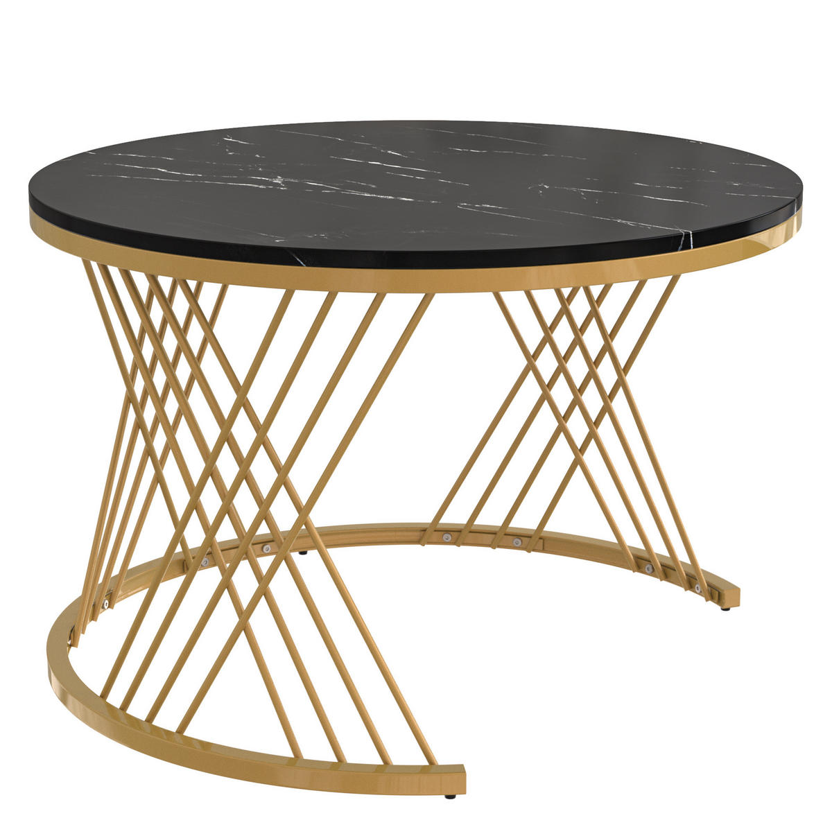 KONFERENČNÍ stolek 70/70/45,5 cm černý z MDF se zásuvkou a 2dílným setem - černá, kompozitní dřevo (70/70/45.5cm) - OKWISH