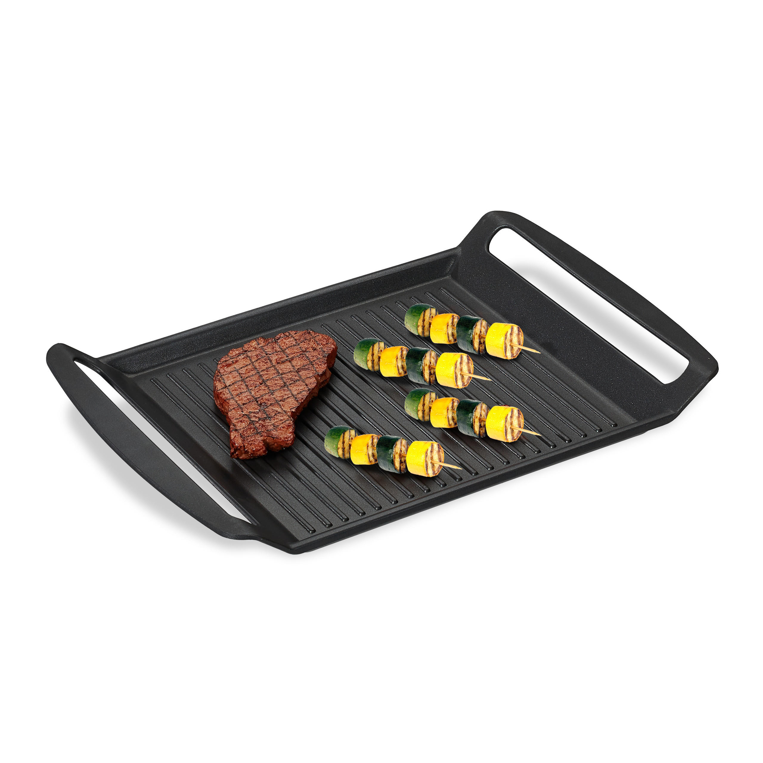 GRILLPLATTE Herd - Anthrazit, Metall (39/26/3.7cm) - Relaxdays