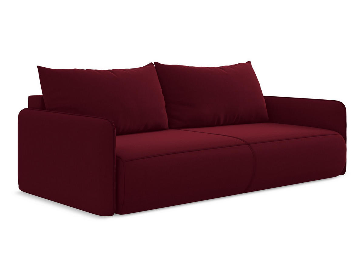3-SITZER SOFA mit Schlaffunktion Samt Stoff Rot - Bordeaux/Rot, Kunststoff/Textil (216/86/105cm) - Makamii