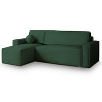 ECKSOFA RAVELO P Grün Kordstoff mit Schlaffunktion - Grün, Holz (240/140cm) - MASSENO