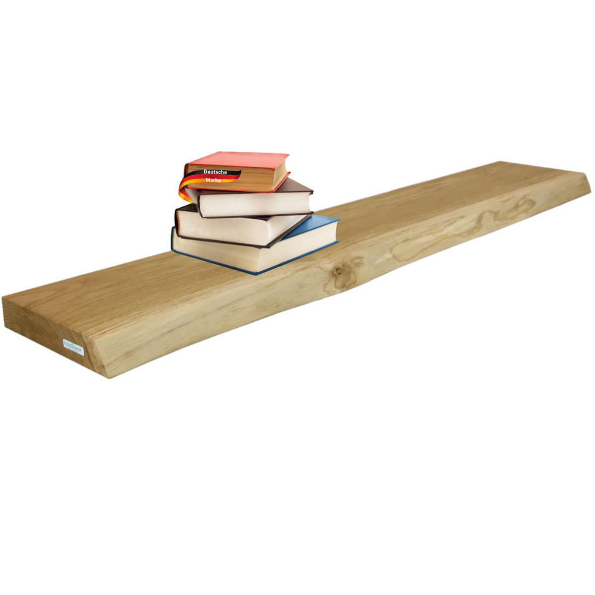 WANDREGAL Holz schwebend KYLO Eichenholz Massiv mit Baumkante 100x22x4 cm - Braun, Holz (100/4/22.2cm) - DELUKE