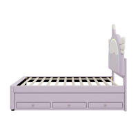KINDERBETT mit Ausziehbett ausziehbar Violett 90x200 cm Leder - Violett, Leder (90/200cm) - SONNENH