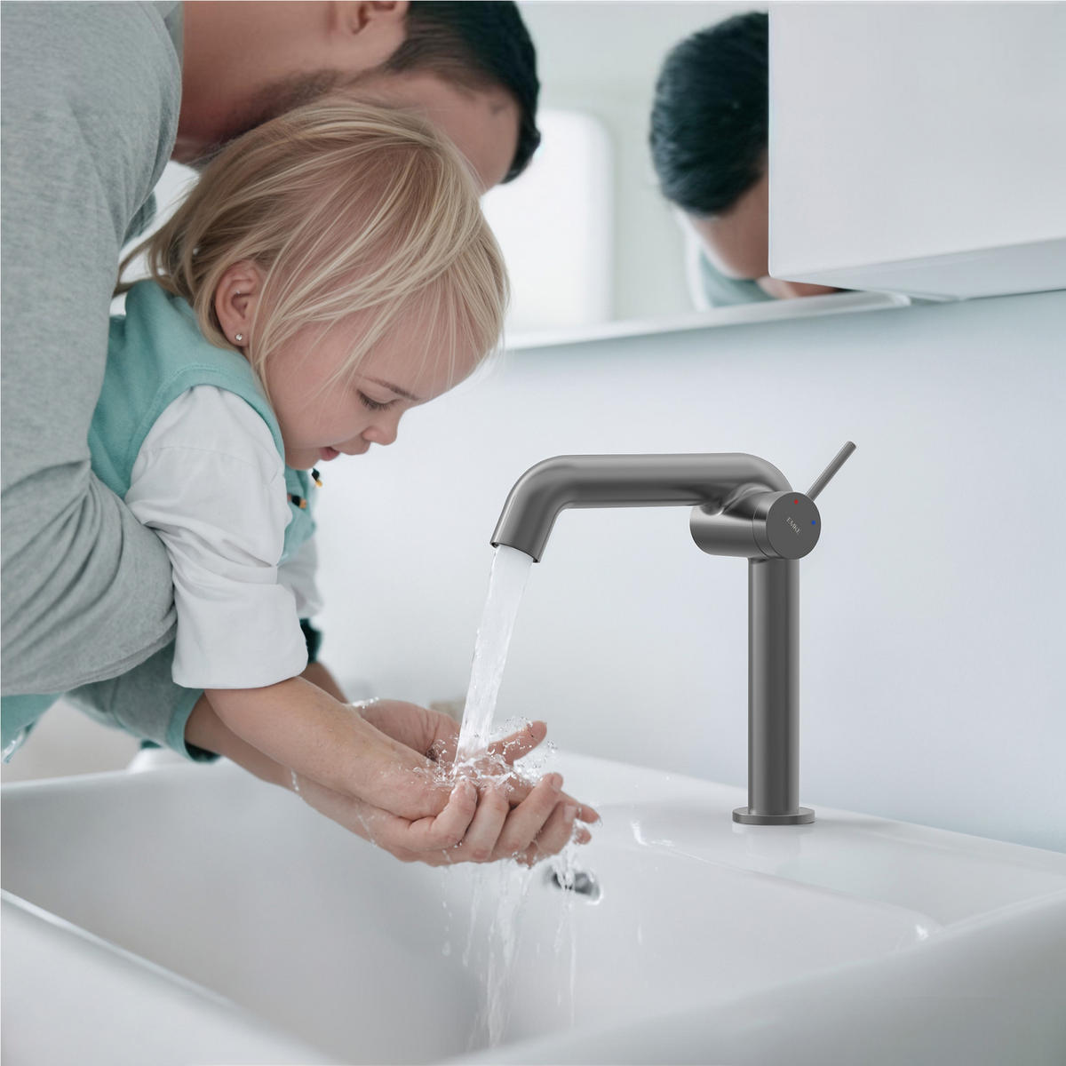 WASCHTISCHARMATUR Ventilkernzertifizierung Anthrazit Matt 15cm - Anthrazit, Metall (20/7.6/22.2cm) - EMKE