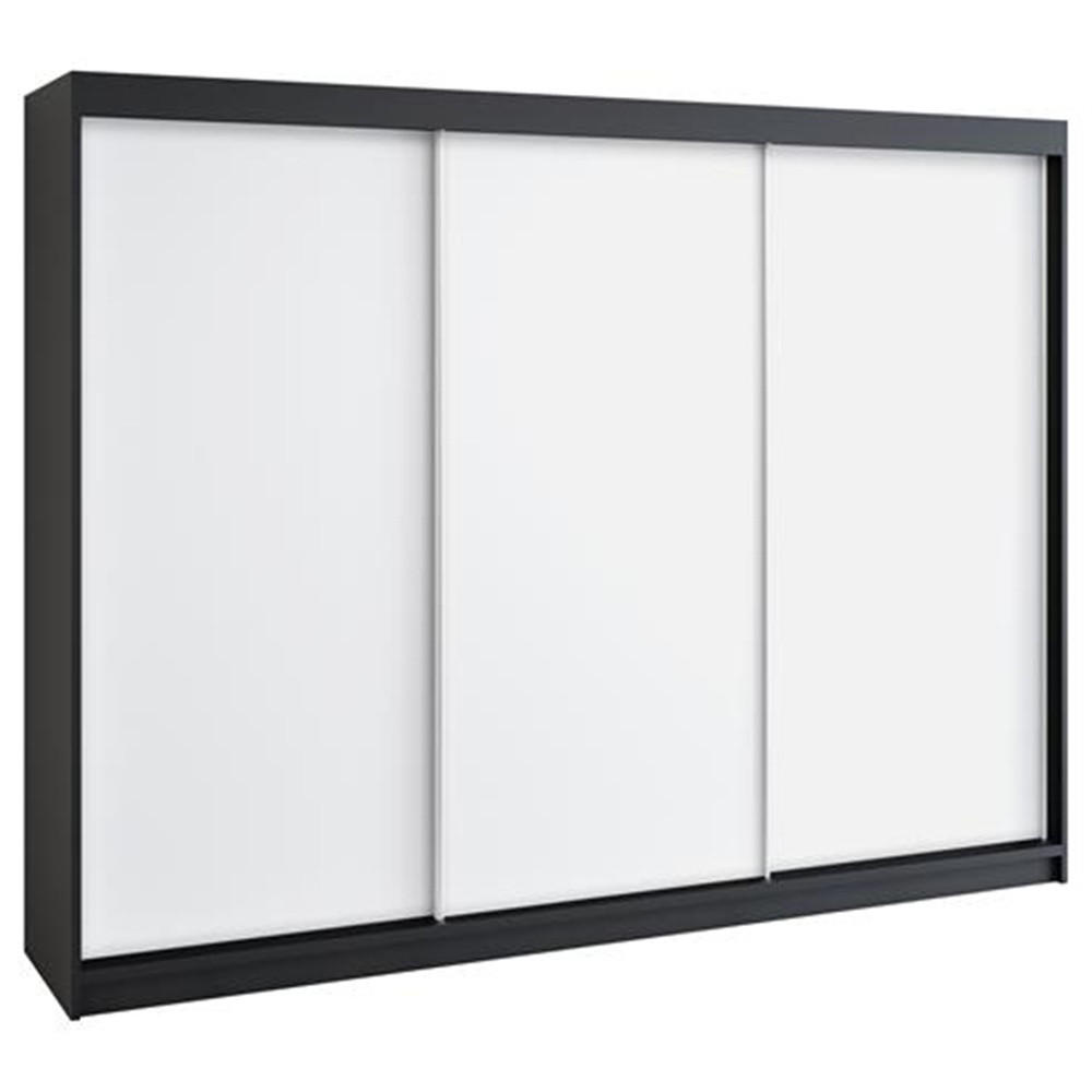 A&J MöbelLand Schwebetürenschrank Schwarz, Weiß, Weiß, Weiß 200x215x59.5 cm