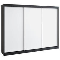SCHWEBETÜRENSCHRANK 200 CM MERO Farbe: Schwarz / weiß / weiß / weiß - Schwarz/Weiß, Holzwerkstoff (200/215/59.5cm) - A&J MöbelLand