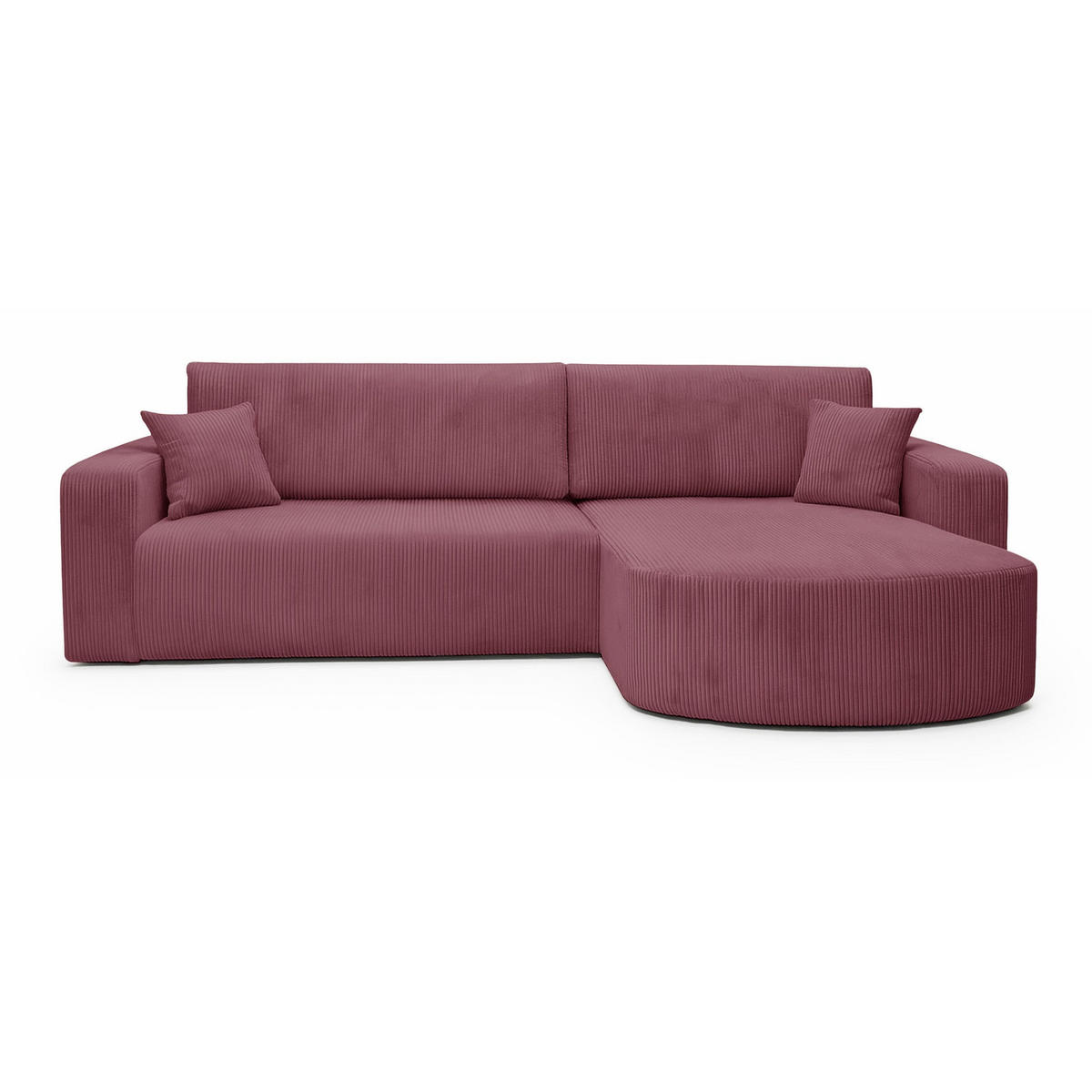 ECKSOFA mit Schlaffunktion Teeo L-Form universal mit Bettkasten Lachsfarben Cord - Koralle/Schwarz, Kunststoff/Textil (275/170cm) - Homebook