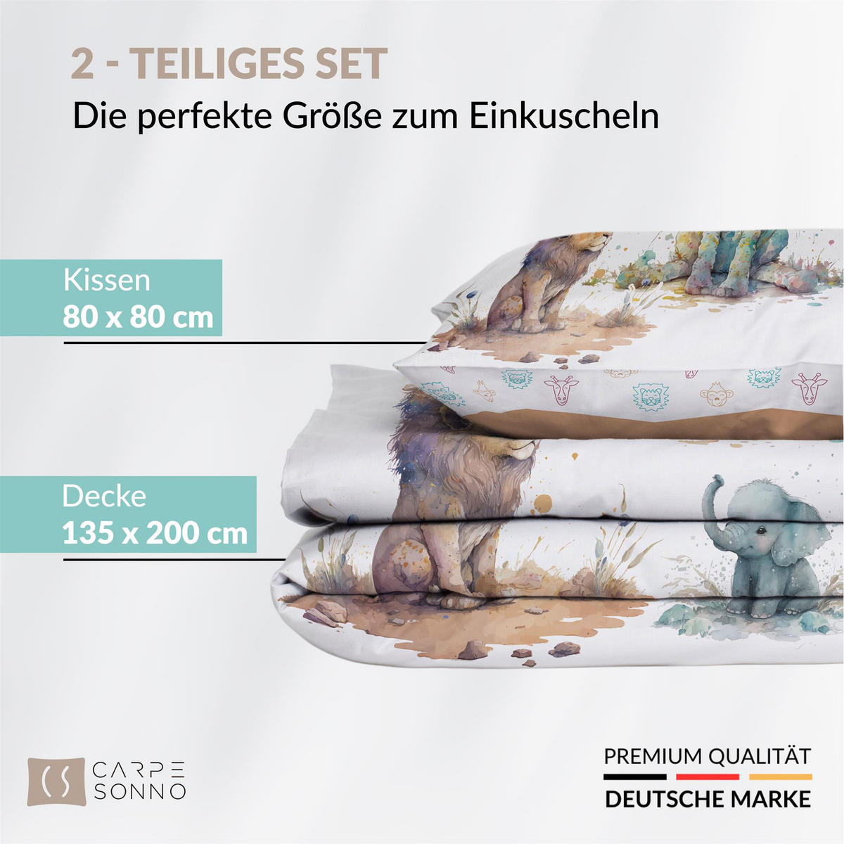KINDERBETTWÄSCHE 135x200 cm Tiere Tiermotiv aus 100% Baumwolle - Leuchtet um Dunkeln - Multicolor, Textil (135/200cm) - Carpe Sonno