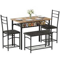 ESSGRUPPE Tisch mit 2 Stühlen und Bank Rostfarben 100.0/60.0/76.3 cm - Rostfarben, Metall (60/76.3/100cm)