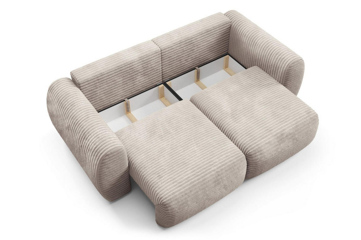 SCHLAFSOFA Simone - Beige, Holzwerkstoff/Textil (266/95/110cm) - Fun Möbel
