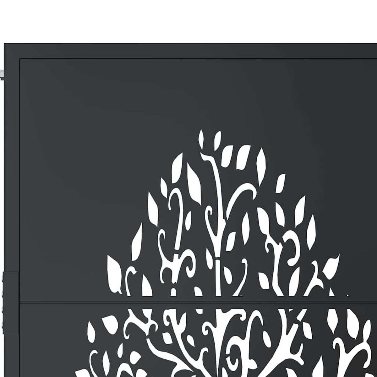 GARTENTOR im Baum-Design, 105/155 cm, aus Stahl, Anthrazit - Grau, Metall (105/105cm) - vidaXL