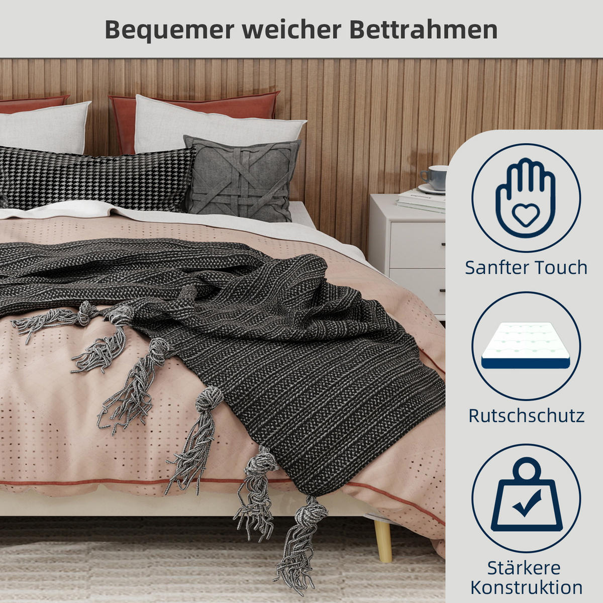 POLSTERBETT 160x200 cm niedrig ohne Stauraum beige - Beige, Textil (160/200cm) - LEBENLANG